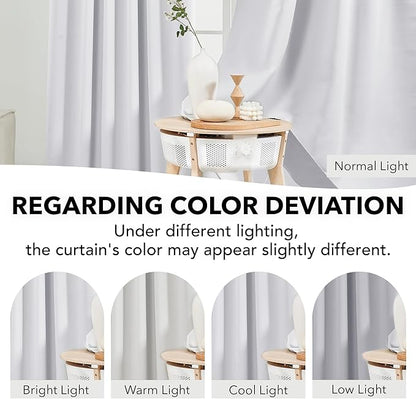 Deconovo Blackout Curtains, Thermal Insulated, W52 x L84 2 Panels, Back Tab, Machine Washable, Room-Darkening Drapes for Bedroom/Living Room Star White