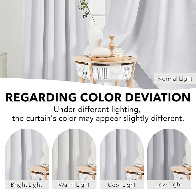 Deconovo Blackout Curtains, Thermal Insulated, W52 x L95 2 Panels, Back Tab, Machine Washable, Room-Darkening Drapes for Bedroom/Living Room Star White