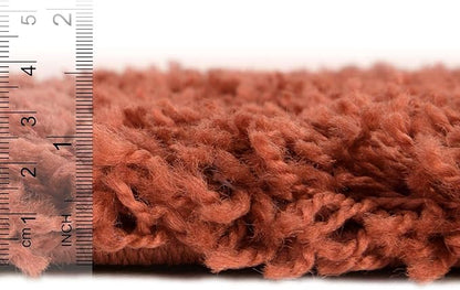 Unique Loom Solid Shag Collection Area Rug (4' 1" Octagon, Terracotta)