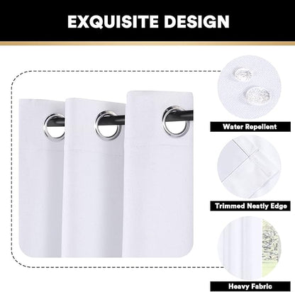 PrinceDeco Blackout Linen Texture Curtains 64 inches Length Natural Linen Blackout Drapes for Bedroom Living Room Darkening Curtain Thermal Insulated with White Liner,Set of 2,W42 X L64,Pearl White