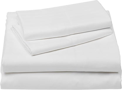 Amazon Basics Soft, Luxury Breathable King Size Wrinkle Free Bed Sheets, Deluxe Microfiber 4-Piece, Bright White Striped