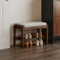 Black Walnut Shoe Bench Assembled, Solid Wood Shoe Rack Bench with Cushion for Entryway, Living Room, Bedroom, Hallway, 11.8" x 23.6" x 16.5"