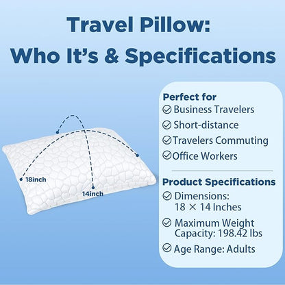 SUPA MODERN Cooling Bed Pillows for Sleeping 1 Pack Small Shredded Memory Foam Pillow Camping Travel Pillow - Compressible Medium Firm, Breathable Cover, ldeal Backpacking Hiking, Airplane and Car
