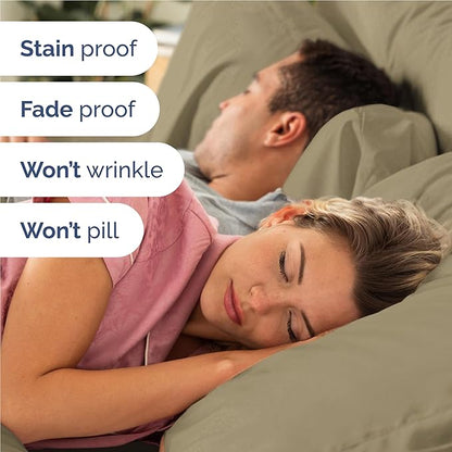 Full 6 Piece Sheet Set - Cooling, Comfy & Breathable - Hotel Luxury Bedding, Includes Fitted Sheet for Women, Men, Kids and Teens - 1 Flat, 1 Fitted Sheet, 4 Pillowcases with Deep Pockets - Khaki