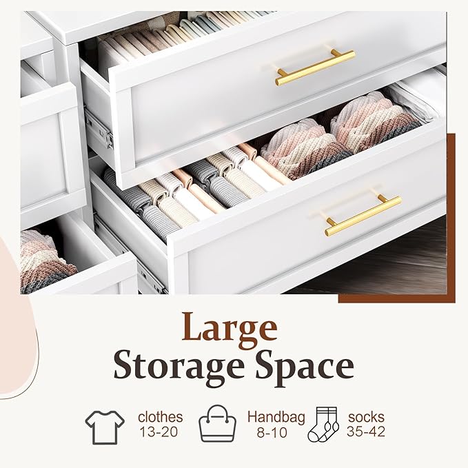 Metal Dresser, White Small Dresser for Bedroom, 34.25" H Dressers & Chests of Drawers, 3 Drawer Dressers for Living Room, Entryway, Hallyway (White, 3 Drawers)