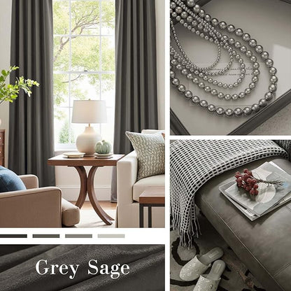 Lazzzy Velvet Blackout Curtains Thermal Insulated Room Window Drapes Super Soft Luxury Curtains for Living Room Bedroom Rod Pocket 2 Panels, Grey, 42" W x 63" L
