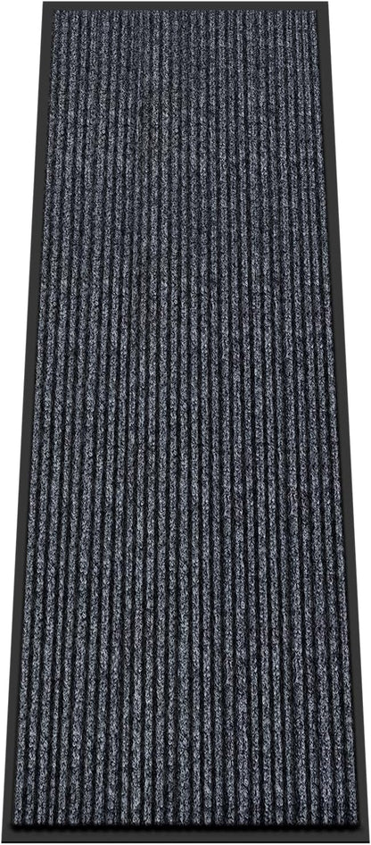 Kuyal Front Door Mat, 2'x6' Indoor Outdoor Entrance Mat, Commercial Floor Mats Inside Outside Entrance, Heavy Duty Durable Welcome Mats, Rubber Backing Non Slip Outdoor Mats for Entryway,Dark Gray