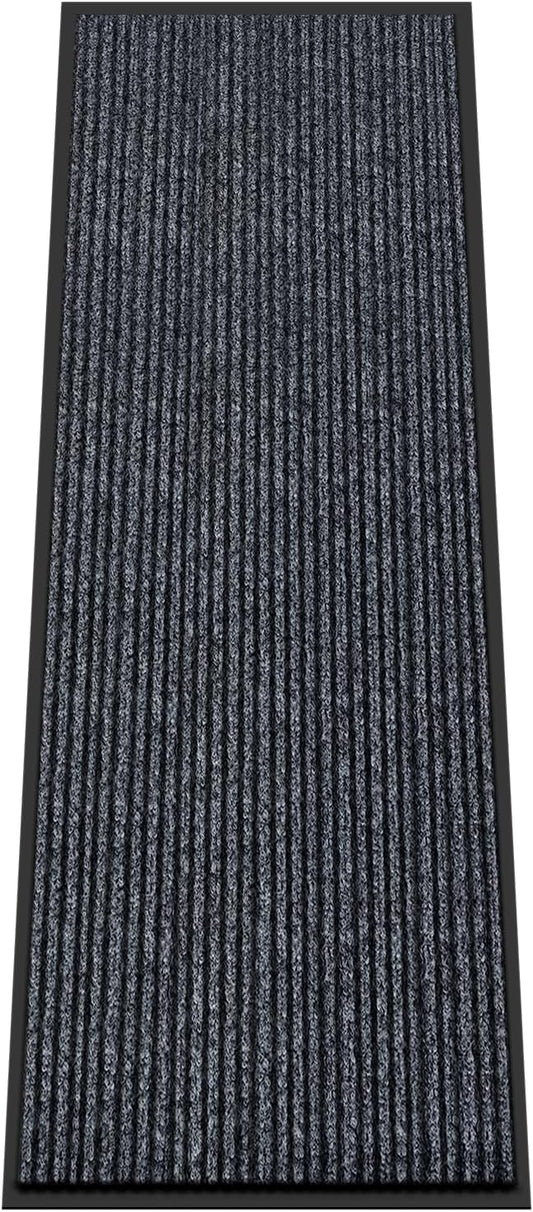 Kuyal Front Door Mat, 2'x6' Indoor Outdoor Entrance Mat, Commercial Floor Mats Inside Outside Entrance, Heavy Duty Durable Welcome Mats, Rubber Backing Non Slip Outdoor Mats for Entryway,Dark Gray