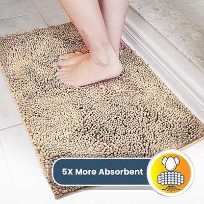 Muddy Mat® AS-SEEN-ON-TV Highly Absorbent Microfiber Door Mat and Pet Rug, Non Slip Thick Washable Area and Bath Mat Soft Chenille for Kitchen Bathroom Bedroom Indoor and Outdoor - Beige 6ft x 9ft