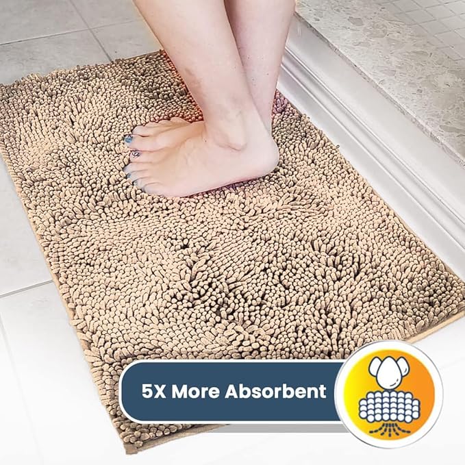 Muddy Mat® | Super Absorbent Door Mat Indoor, Microfiber Quick Dry Chenille Entryway Rug, Non-Slip Front Door Mat, Indoor Mats for Entryway, Machine Washable Pet Rug, Beige 3ft x 8ft