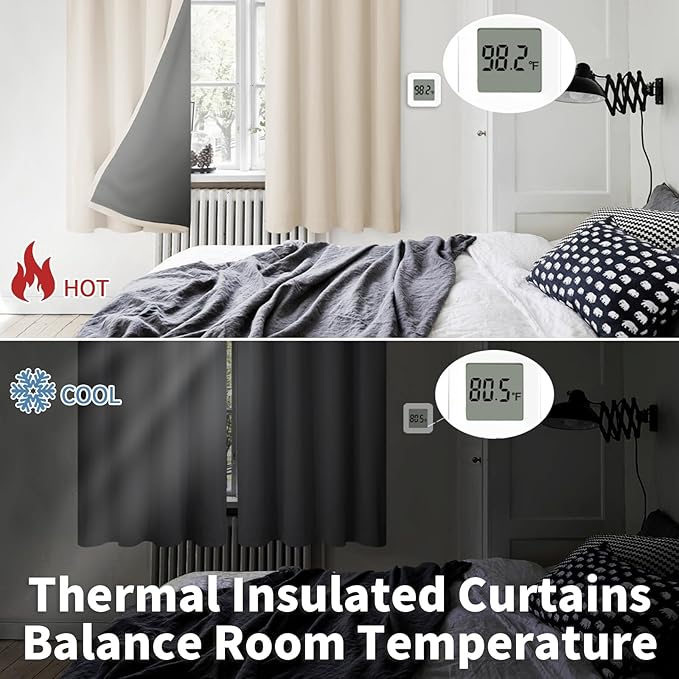 BGment Champagne Blackout Curtains for Bedroom 63 Inch Length, Thermal Insulated Full Room Darkening Soundproof Window Curtains Drapes with Rod Pocket, 2 Panels，Each Panel 52 Inch Wide