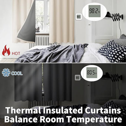 BGment Champagne Blackout Curtains for Bedroom 63 Inch Length, Thermal Insulated Full Room Darkening Soundproof Window Curtains Drapes with Rod Pocket, 2 Panels，Each Panel 52 Inch Wide