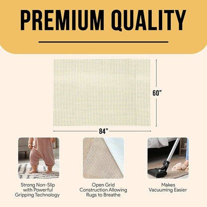 Non Slip Area Rug Gripper 5x7 Feet, Rug Gripper for Hardwood Floors, Laminate, Vinyl, Stone & Tile, Anti Slip Area Rug Pad for Under Rugs