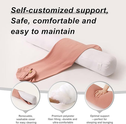 Body Pillow for Adults – Long Bolster Pillow for Bed, Round Cuddle Pillow, Full Support for Side Sleepers,39.37 x 7.87 Inches,Blush Pink