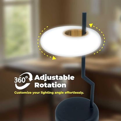 Touch Control Bedside Table Lamp – Dimmable Nightstand Lamp with Outlet for Bedroom, Living Room, and Office