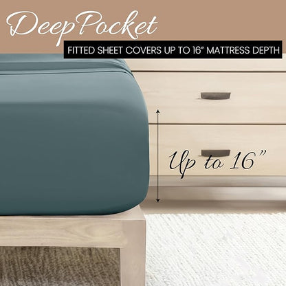 Linen Market Bed Sheets for California King Size Bed (Ocean) - Sleep Better Than Ever with These Soft and Cooling California King Sheets - Deep Pocket Fits 16" Thick Beds - 4 Piece Cal King Sheet Set