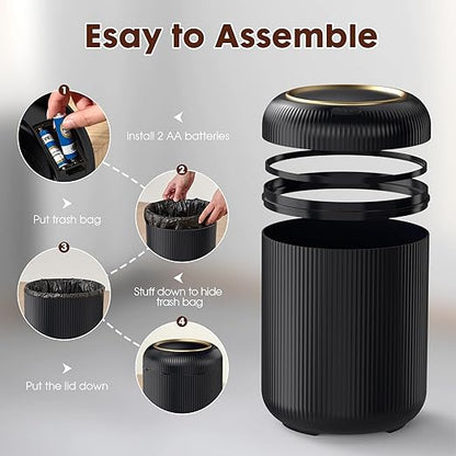 Procade Bathroom Trash Can Automatic Touchless,Motion Sensor Trash Bin,3 Gallon /11 L Smart Office Garbage can with Lid,Small Black Garbage Bin Wastebasket for Bedroom,Toilet, rv, Kitchen,Living Room