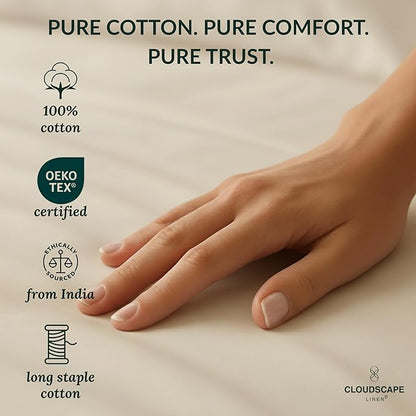 Egyptian Cotton Twin XL Size Sheets Set, 4 Ivory