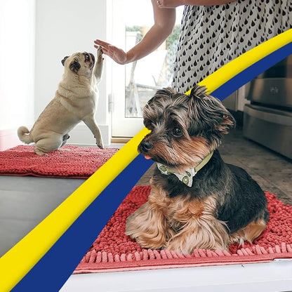 Muddy Mat® Shown on TV – Super Absorbent Microfiber Dog Door Mat for Muddy Paws, Non-Slip Washable Pet Rug, Quick Dry Chenille Entryway Carpet, Machine Washable Indoor Outdoor mat, Red 35"x24"