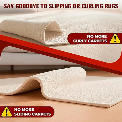 12PC Carpet Tape Double Sided, Heavy Duty Rug Tape for Hardwood Floors, Non-Slip Carpet Adhesive Tape for Area Rugs, Strong Grip