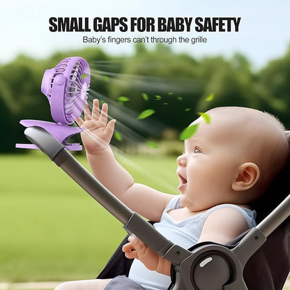 Portable Clip Fan Battery Operated,3 Speeds USB Rechargeable Mini Table Fan with Strong Airflow,360°Rotation Ultra Quiet Personal Desk Fan for Home Office Bedroom Dorm Stroller Camping(Purple)