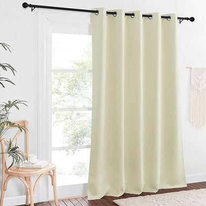 NICETOWN Sliding Door Window Treatment Blackout Patio Door Curtain Panels, Privacy Thermal Drapes for Bedroom Living Room Department with Grommet Top (Beige, W66 x L110)