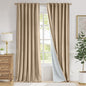 Lazzzy Cream Blackout Velvet Curtains 96 Inches Long Thermal Insulated Room Darkening Curtain Drapes Luxury Back Tab Window Treatments for Bedroom Living Room 2 Panels, 52 x 96 Inch, Latte