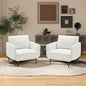 Oversized Accent Chair for Living Room Cozy Reading Chairs Mid-Century Modern Accent Chairs Armchair with Metal Legs Single Sofa Chair for Home Office (Set-of-2, Polyester Fabric- Pearly White)