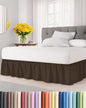 Wrap Around Dust Ruffle Bed Skirt - Brown - for Queen Size Beds with 24 Inch Drop - Easy Fit Elastic Strap - Adjustable Pleated Bedskirt w/Brushed Fabric - Wrinkle Free - for Women, Men, Kids & Teens