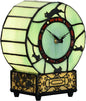 Bieye L10970 Cat and Mouse Tiffany Style Stained Glass Desk Clock Table Lamp for Home Decor (Green)