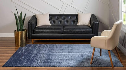 Unique Loom Del Mar Collection Area Rug - Jennifer (5' 3" x 8' Rectangle, Blue/ Navy Blue)