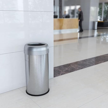 iTouchless 16 Gallon / 61 Liter Dual-Deodorizer Trash Can and Recycle Bin, Stainless Steel Commercial Grade Large 10 Inch, Home, Restaurant, Restroom, Office, Open Top, Round