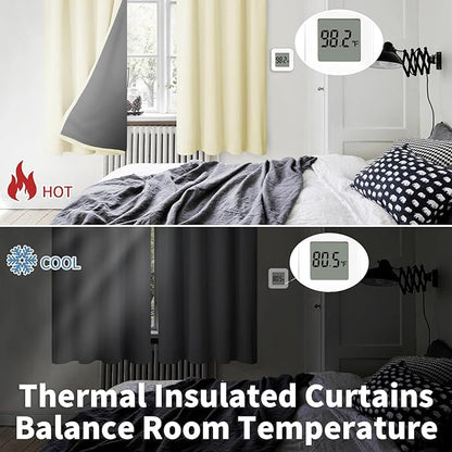 BGment 100% Blackout Curtains for Bedroom 84 Inch Length, Full Room Darkening Thermal Insulated and Noise Reducing Rod Pocket Bedroom Curtain, Each 52 Inch Wide, Cream