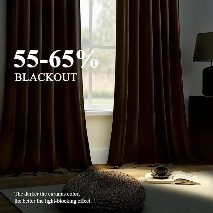 AUSSPVOCT Velvet Curtains 90 Inches Long 2 Panels for Bedroom, Thermal Insulated Room Darkening Luxury Soft Blackout Curtain Back Tab Rod Pocket Window Drapes for Living Room, W52 x L90, Goldbrown