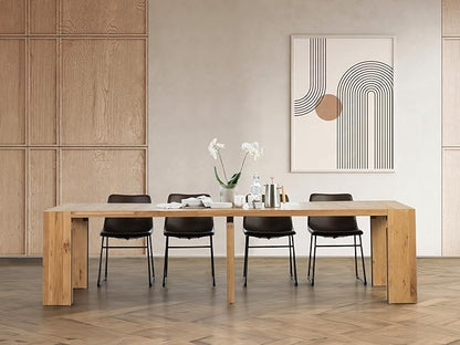Transformer Table - Solid Wood Extendable Dining Table, Seats 2-12, Extendable Dining Room Table, Space-Saving Furniture, Expandable Dining Furniture, Natural (Table Only)