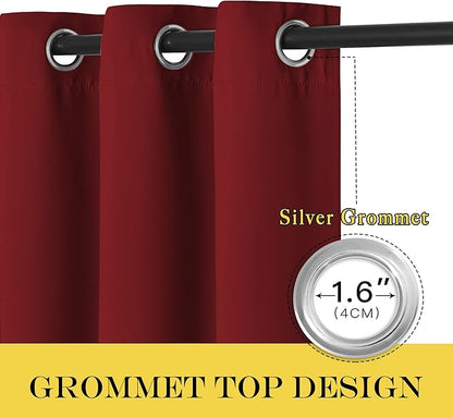NICETOWN Blackout Curtains for Sliding Glass Door Room Divider Noise Reduce Curtain Panel Portable Window Screen Sliding Partition, W100 x L102 inches, 1 Panel, Burgundy Red