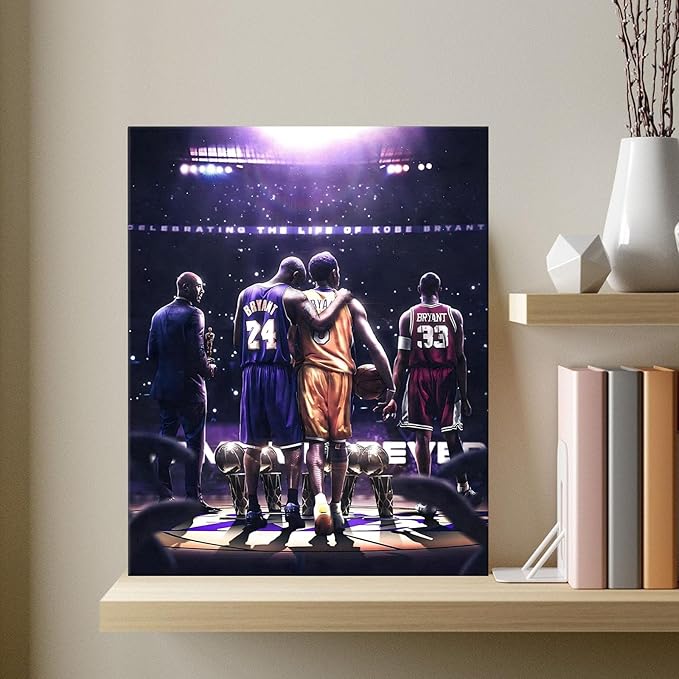 Kobe Bryant Legacy Canvas Wall Art Print Poster, Iconic Inspirational Sports Picture Artwork, Motivational Mamba Mentality Painting Wall Decor for Office Gym Home Living Room Bedroom, Framed 8x10inch
