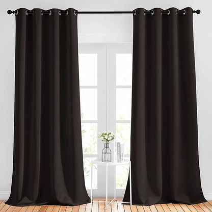 NICETOWN Blackout Thick Window Curtains - (W52 x L108, Brown, 2 Panels) Thermal Insulated Grommet Drape Panels for Bedroom and Living Room