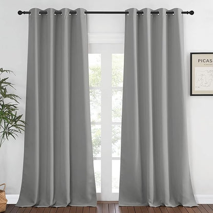 NICETOWN Blackout Bedroom Curtain 120 inches Long - Grommet Thermal Curtain Room Darkening Window Treatment Light Blocking Drape for Living Room (Silver Grey, 1 Panel, W52 x L120)