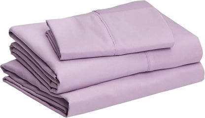 Amazon Basics Lightweight Super Soft Easy Care Microfiber 3 Piece Bed Sheet Set With 14-inch Deep Pockets, Twin XL, Frosted Lavender, Solid