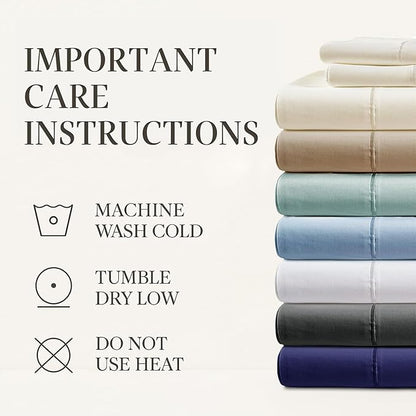 Hyde Lane Luxury 1000 Thread Count 100% Cotton Sheets | Very Soft & Thick - Fits Upto 20" Mattress | Sateen Weave Bed Sheets 18" Deep Pocket- 4 PC Sheet Set (Grey Mist, Queen)