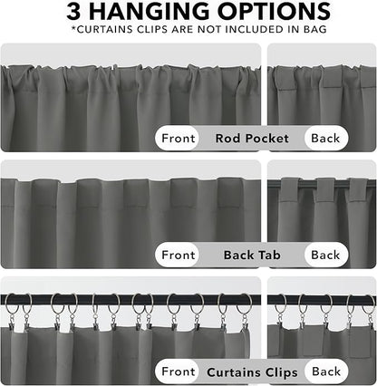Deconovo Blackout Curtain Panels Window Draperies Rod Pocket/Back Tab Curtains Thermal Insulated Blackout Curtains for Bedroom 52Wx84L Inch Light Grey 2 Panels