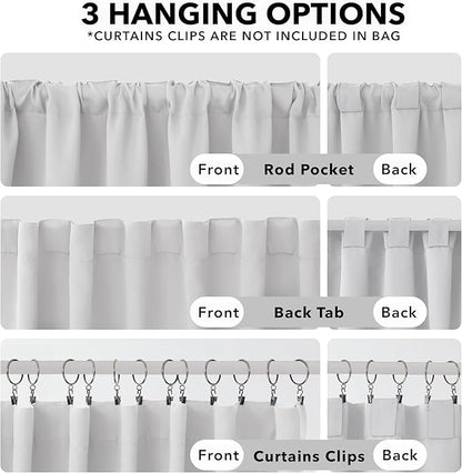 Deconovo Back Tab and Rod Pocket Curtains Blackout Curtains Thermal Insulated Room Darkening Curtains for Bedroom 52Wx63L Inch Platinum 2 Panels