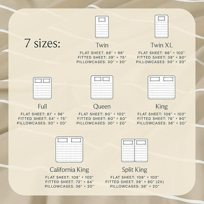 LuxClub 4 PC Queen Sheet Set, Deep Pockets Wrinkle Free Cooling Bed Sheets Hotel Bedding for Women, Men, Includes 1 Fitted Sheet, 1 Flat Sheet and 2 Pillowcases-Striped - Cream