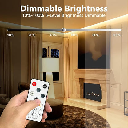 COB LED Strip Light Warm White, 66ft Dimmable 3000K Super Bright White Led Lights with Remote and UL Power Supply, 24V Flexible LED Tape Light for Bedroom, Kitchen, DIY Lighting (2 Rolls of 33ft)