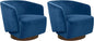 MINCETA Accent Chair,Modern Swivel Chairs for Living Room Reading and Bedroom with Wood Base,Set of 2,Velvet in Navy