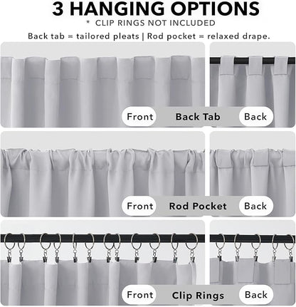 Deconovo Blackout Curtains, Thermal Insulated, W70 x L95 2 Panels, Back Tab, Machine Washable, Room-Darkening Drapes for Bedroom/Living Room Star White
