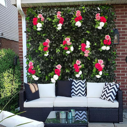 Sumery Expandable Fence Privacy Screen for Balcony Patio Outdoor,Decorative Faux Ivy Fencing Panel,Artificial Hedges (Single Sided Leaves) (1, Branches -Colorful Rose)