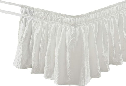 Lush Decor Ruched Ruffle Elastic Easy Wrap Around Bed Skirt Single Twin/Twin XL/Full Off White - Twin Bed Skirt - Dust Ruffle - Cream Bedskirts