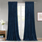 StangH 120 inches Long Blackout Velvet Curtains - Navy Blue Light Blocking Thermal Insulated Window Curtains for Bedroom Living Room, High Ceiling Backdrops for Office, W52 x L120, 2 Panels